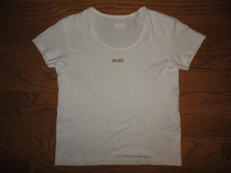 ②USED品★PINK HOUSE ピンクハウス 半袖Tシャツ M 日本製 ホワイト