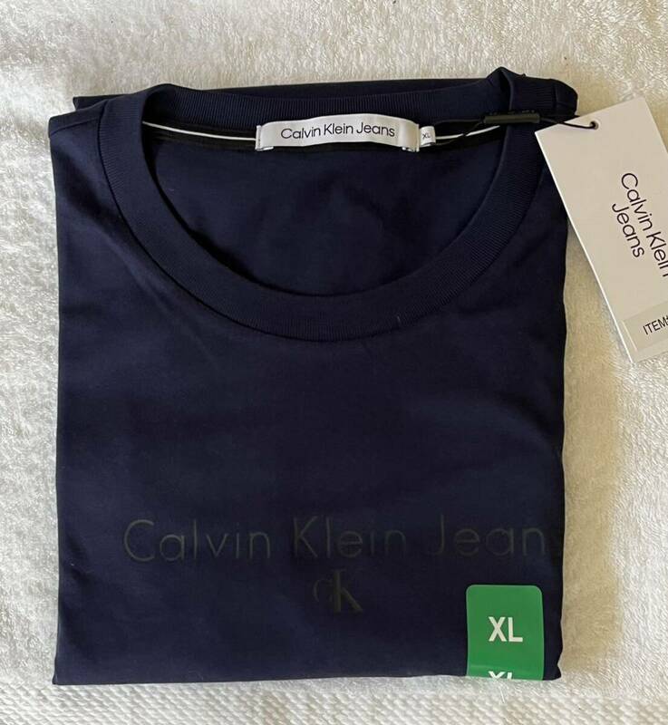 【送料無料】新品■Calvin Klein Jeans カルバンクライン メンズ Tシャツ 紺 XL【日本サイズLL～3位】 正規品 クールネック N2