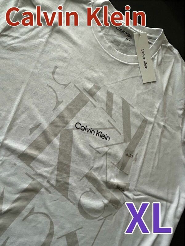【送料無料】新品■Calvin Klein カルバンクライン メンズ Tシャツ 白 XL【日本サイズLL～3位】 正規品 クールネック 