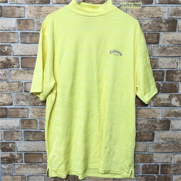 callaway GOLF × SERIES キャロウェイ メンズ ロゴ刺繍 ハイネック ドライ 半袖 Tシャツ 3L 黄色 大きいサイズ オーバーサイズ