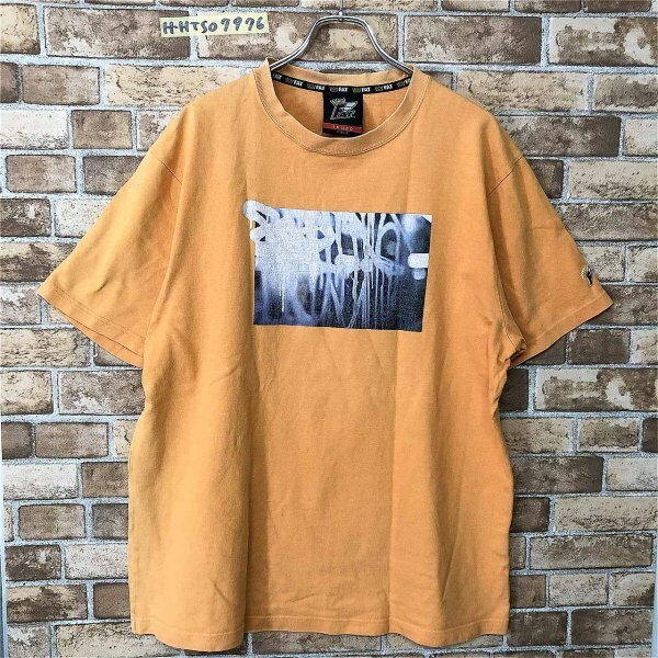 FAT エフエイティー メンズ グラフィック プリント 半袖Tシャツ BIGサイズ 大きいサイズ オレンジ ストリート系
