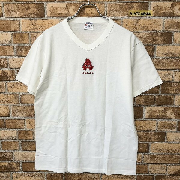 90sビンテージ USA製United Sports HEAVY-T ユナイテッドスポーツ メンズ 金魚ねぶた プリント ヘビーVネック 半袖Tシャツ M 白 ホワイト