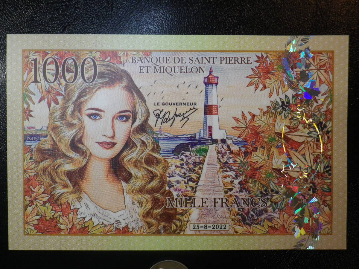 フランス領 サンピエール&ミクロン島 2022年 1000Francs フィッシング 美しい女性 (ファンタジー)