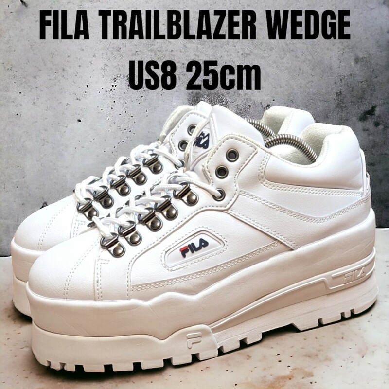 FILA フィラ トレイルブレザー ウエッジ 25cm ホワイト 厚底スニーカー　レディーススニーカー　FILA厚底