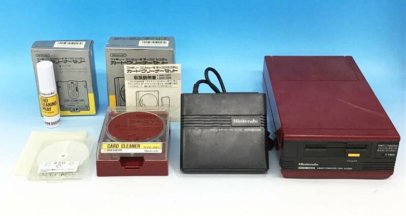 当時物 4点セット ファミコン ディスクシステム 本体 HVC-022 ACアダプター/カードクリーナーセット/ヘッドクリーナーセット ゲーム機