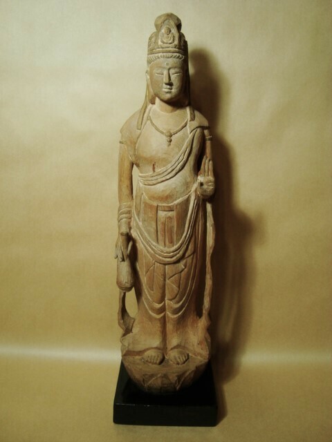 古い木彫★仏像★水瓶観音菩薩立像★H４４ｃｍ★経年品