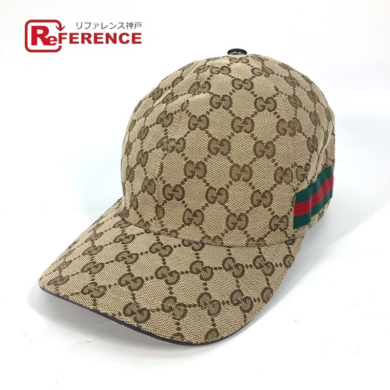 GUCCI グッチ 200035 シェリーライン ベースボールキャップ 帽子 キャップ帽 GGキャンバス キャップ ベージュ メンズ XL【中古】