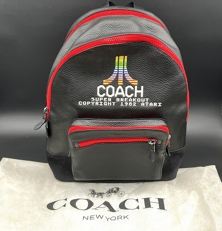 □ 1スタ～【美品】 コーチ COACH リュック バックパック ビジネス F72914 ロゴ レザー 本革 ブラック 黒 A4可 大容量 中古品 □