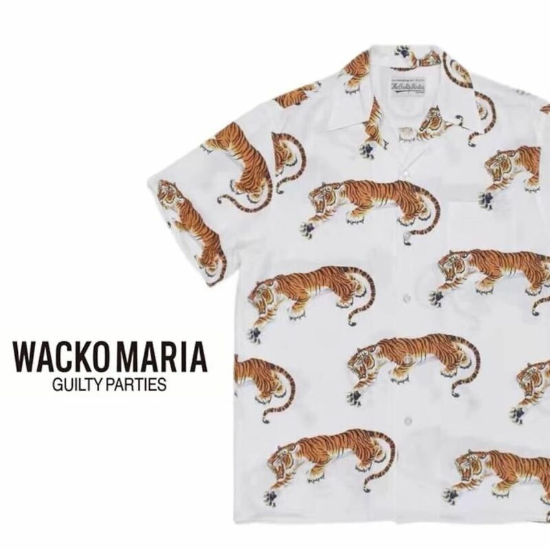 WACKOMARIA ワコマリア　リーペリーアロハシャツ　虎　タイガー　ホワイト SHIRT 半袖 総柄 HAWAIIAN XL