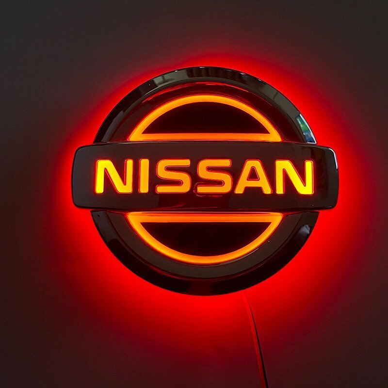 ★新品★日産 NISSAN 5D LEDエンブレム 交換式 11.7X10.0cm レッド