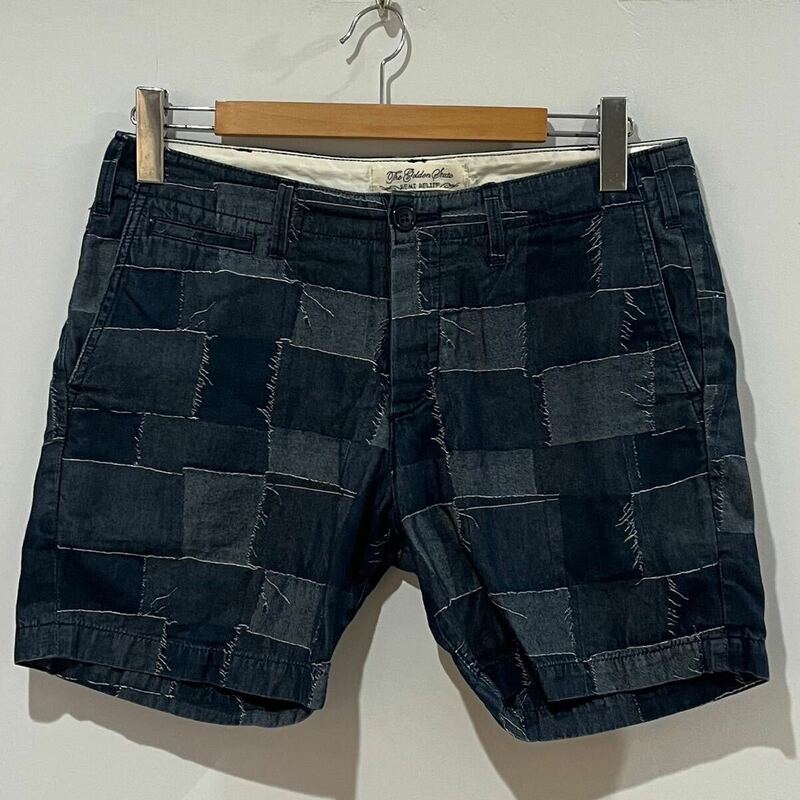 美品 REMI RELIFE インディゴ パッチワーク 柄 加工 ショーツ ショート ハーフ パンツ M レミレリーフ indigo shorts pants