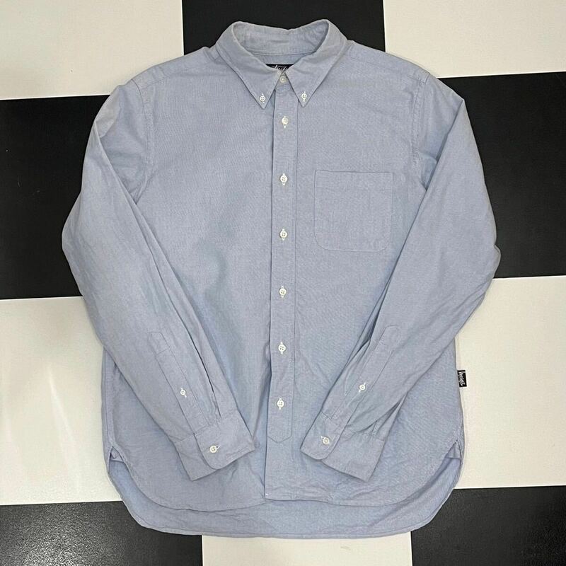 希少 80s 90s アメリカ 製 OLD STUSSY オックスフォード ボタンダウン シャツ L ブルー ステューシー BD vintage ビンテージ oxford USA