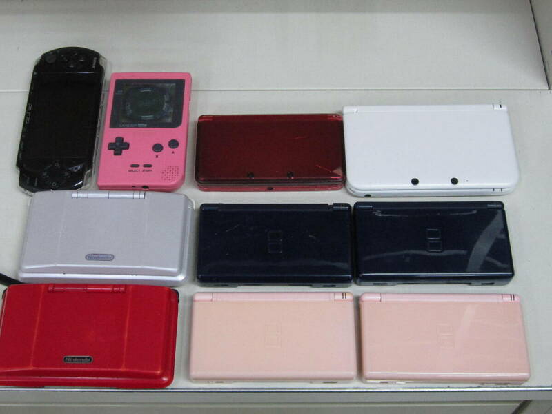 ☆携帯ゲーム 本体 大量 まとめて 10台 セット 3DSLL、3DS、DSLite、初代DS、ゲームボーイポケット、PSP☆ジャンク品です