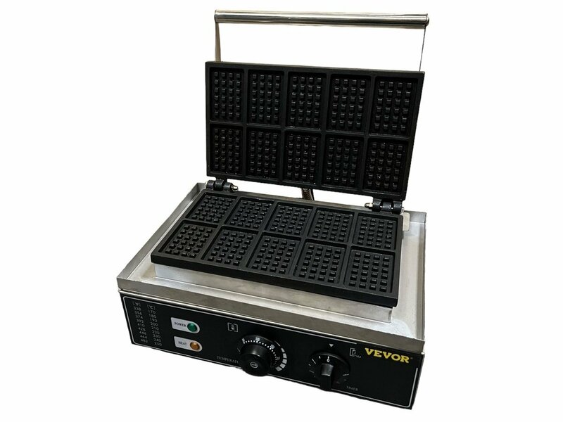 VEVOR HT-10 ワッフルメーカー 業務用 店舗用品 厨房機器 10枚 飲食店 お店 ワッフルマシン 角型 本体