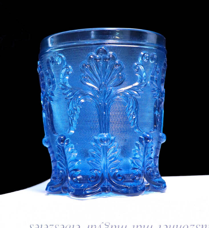 オールド・バカラ (BACCARAT) 1840年 イスラム美術様式 ロックグラス ブルー アラベスク文 ウイスキー 大型 タンブラー 青 アンティーク 