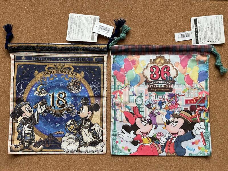 東京ディズニーランド　巾着 　　18th ・36th　　未使用品　　　送料140円〜