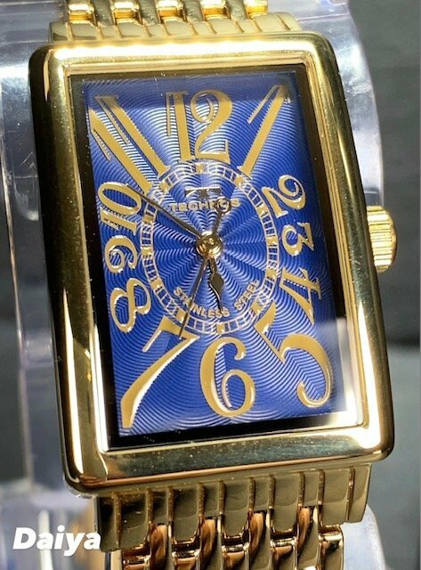 新品 テクノス TECHNOS 正規品 腕時計 アナログ腕時計 クオーツ ステンレス 3気圧防水 3針 トノー型 ゴールド ブルー シンプル プレゼント