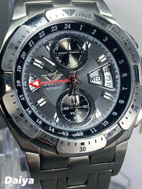 新品 正規品 ドミニク DOMINIC 自動巻き 腕時計 オートマティック カレンダー 防水 ステンレス シルバー ブラック ビジネス プレゼント