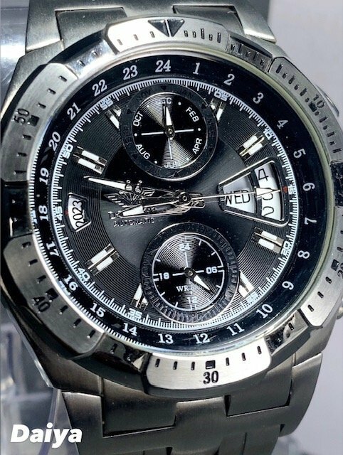 新品 正規品 ドミニク DOMINIC 自動巻き 腕時計 オートマティック カレンダー 5気圧防水 ステンレス シルバー ブラック メンズ プレゼント
