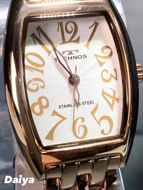 新品 テクノス TECHNOS 正規品 腕時計 アナログ腕時計 クオーツ ステンレス 3気圧防水 3針 トノー型 シンプル ピンクゴールド プレゼント