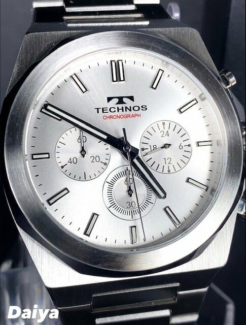 新品 テクノス TECHNOS 正規品 腕時計 アナログ腕時計 クオーツ ステンレス クロノグラフ 5気圧防水 多機能 シルバー メンズ プレゼント