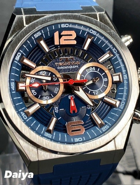 新品 テクノス TECHNOS 正規品 腕時計 アナログ腕時計 クオーツ クロノグラフ ラバーベルト 10気圧防水 24時間計 ブルー プレゼント