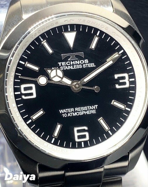 新品 TECHNOS テクノス 腕時計 正規品 アナログ腕時計 クオーツ ステンレス 10気圧防水 ビジネス シンプル ブラック メンズ プレゼント