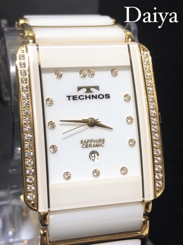 新品 TECHNOS テクノス 正規品 ゴールド ホワイト カレンダー クォーツ アナログ腕時計 多機能腕時計 3気圧防水 サファイアクリスタル