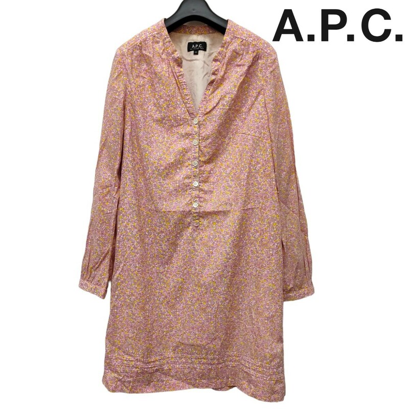 A.P.C./アーペーセー レディース 花柄チュニック コットンワンピース 薄手 春夏 ピンク ポーランド製XSサイズ I-3964