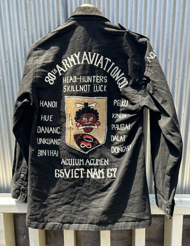 60's ビンテージ 刺繍スーベニア ジャケット ベトナム スカジャン U.S.アーミー シャツ / ウルフズヘッド ジッポー ハーレー アメリカ軍