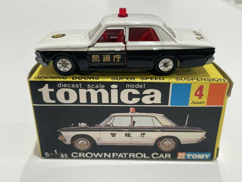 トミカNo.4 No.3 クラウン パトロールカー TOYOTA CROWN PATROL CAR パトカー tomica JAPAN TOMY【箱の表に落書きあり】