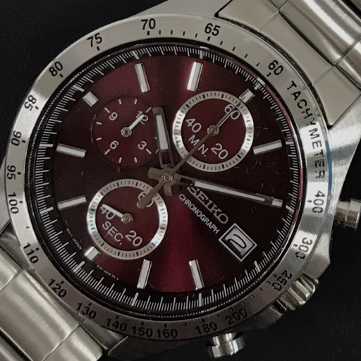 セイコー クロノグラフ クォーツ デイト 腕時計 未稼働品 8T67-00C0 メンズ 純正ブレス 付属品あり SEIKO