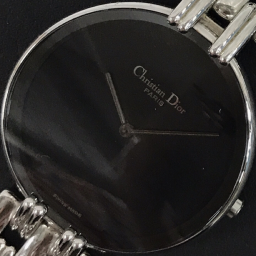 クリスチャン ディオール バギラ クォーツ 腕時計 メンズ ブラック文字盤 未稼働品 純正ブレス Christian Dior