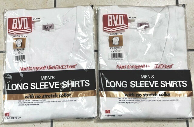 B.V.D・U首八部袖Tシャツ2枚セット・LLサイズ★新品未開封・日本製・下着・肌着・アンダーウェア・インナーシャツ