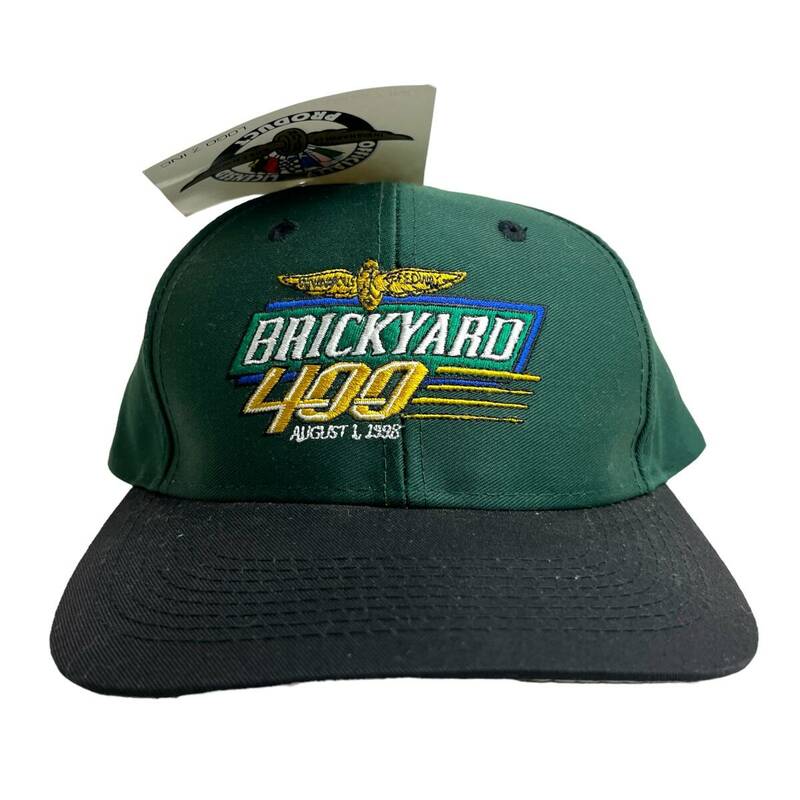 【キャップ / 帽子】Deadstock 1998 BRICKYARD 400 August Nascar ナスカー Indianapolis グリーン　緑　ブラック　黒　古着　アメカジ