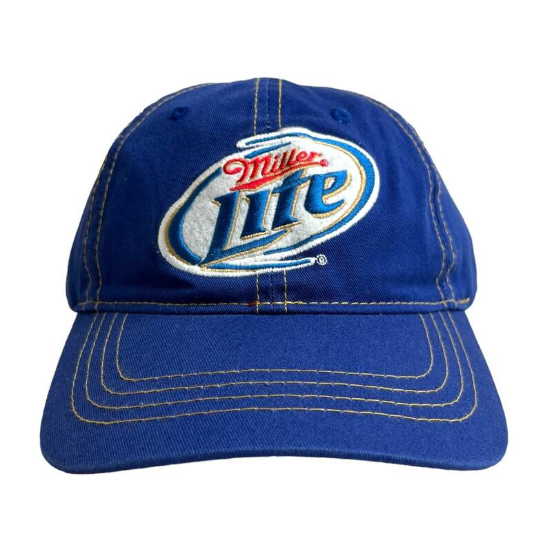 【キャップ/帽子】デッドストック miller Lite (ミラーライト) 6パネルキャップ アメリカンビール miller 刺繍ロゴブルー 青