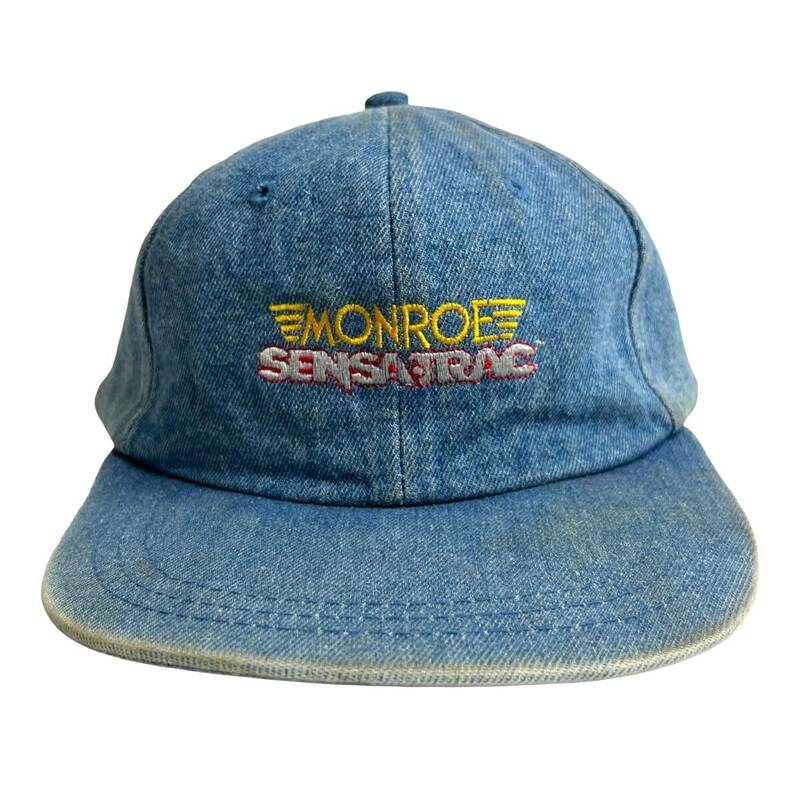 【キャップ / 帽子】MONROE - SENSA TRAC (モンローセンサトラック) ADAM社製 ビンテージ デニムキャップ 自動車部品 刺繍 レザーベルト