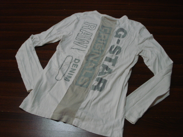 G-STAR RAWバックデカロゴ長袖Tシャツ/メンズ/S/白/ジースター