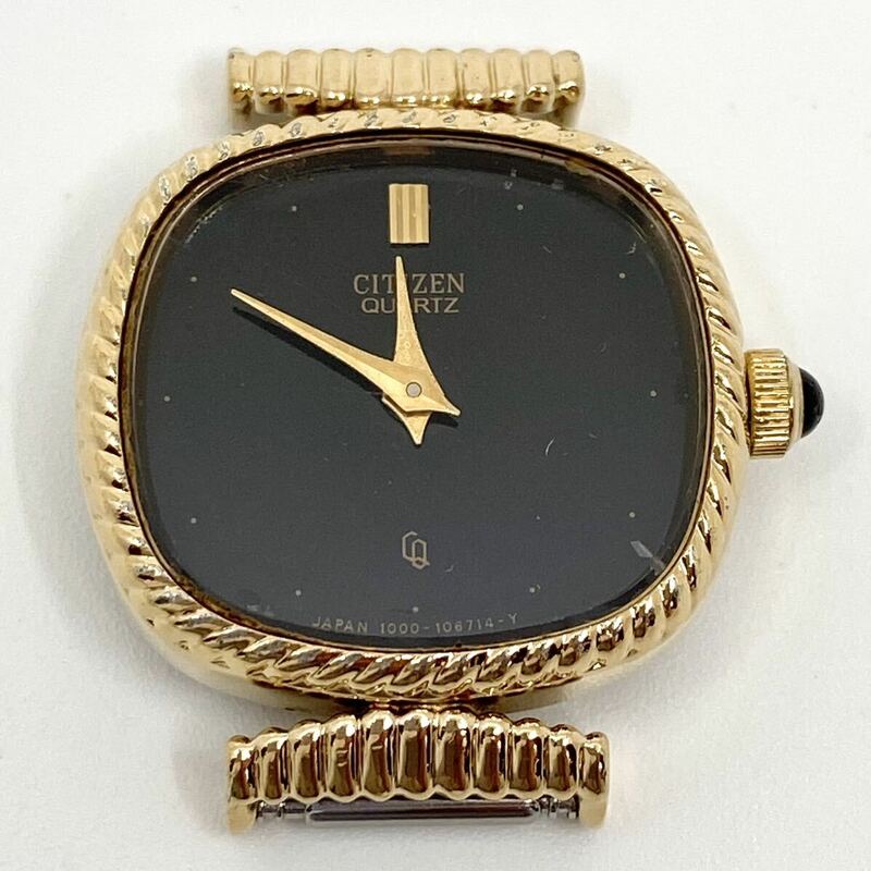 CITIZEN 腕時計 ドットインデックス 2針 クォーツ quartz ブラック ゴールド 黒 金 シチズン Y875