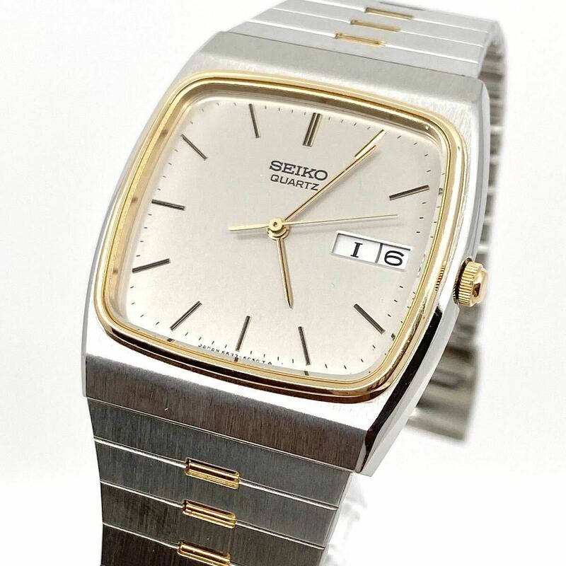 SEIKO 腕時計 6533-5040 デイデイト スクエア バーインデックス 3針 クォーツ quartz コンビ ゴールド シルバー 金銀 セイコー Y857