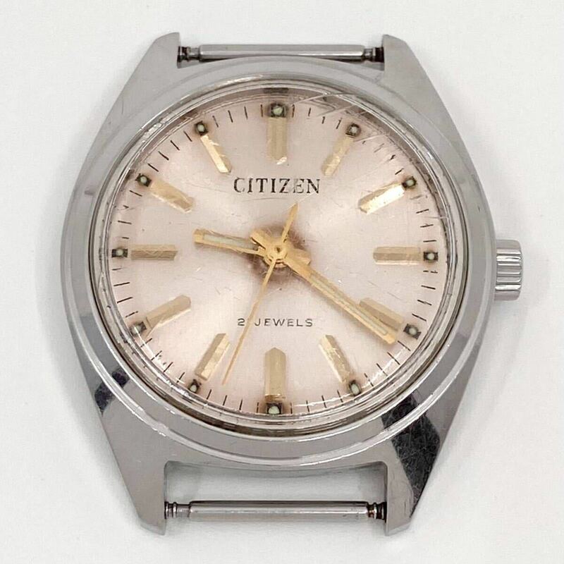 CITIZEN 腕時計 自動巻き 機械式 21石 クッション バーインデックス 3針 ピンク シルバー 銀 53-8019 シチズン Y852