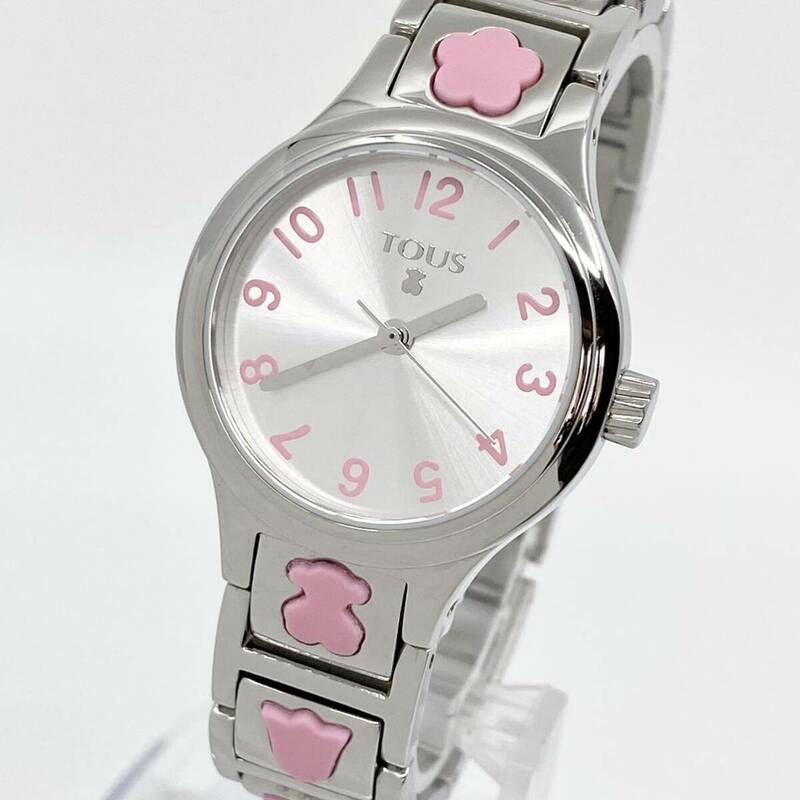 美品 TOUS Dolls 腕時計 モチーフベルト ミネラルクリスタル アラビアン 3針 クォーツ quartz ピンク シルバー 銀 300350550 トウス Y926