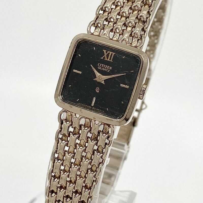 CITIZEN 腕時計 バーインデックス 2針 クォーツ quartz ブラックフェイス ゴールド 黒文字盤 金 シチズン Y922