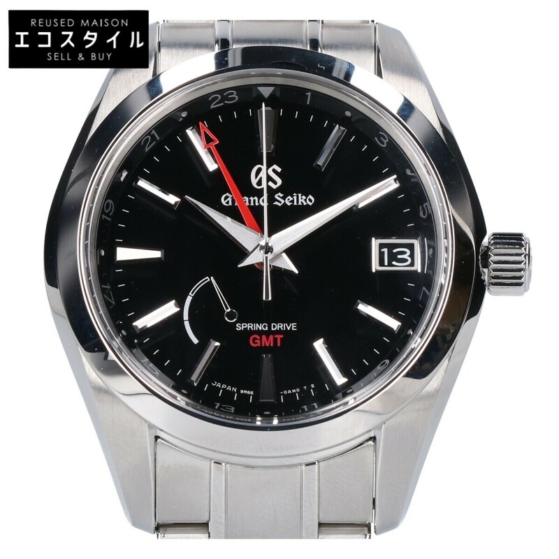 新品同様/ Grand Seiko グランドセイコー SBGE211 スプリングドライブ GMT 自動巻き 腕時計 シルバー メンズ