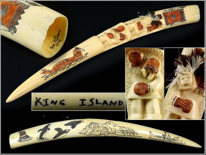 【騰立】西洋美術 トム・ティウラナ作　イヌピアクの彫刻家　キング 島King Island高級材質■360ｚ31