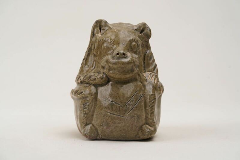 【竹河】中国古美術 漢時代 漢緑釉 青磁 水滴 獣形古玩 骨董 時代物 当時物