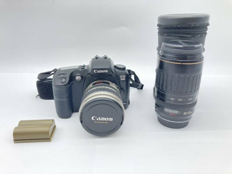 【動作確認済】Canon　キャノン　EOS　D60　デジタル一眼レフカメラ　カメラ　ボディ　レンズ２個付き　バッテリー