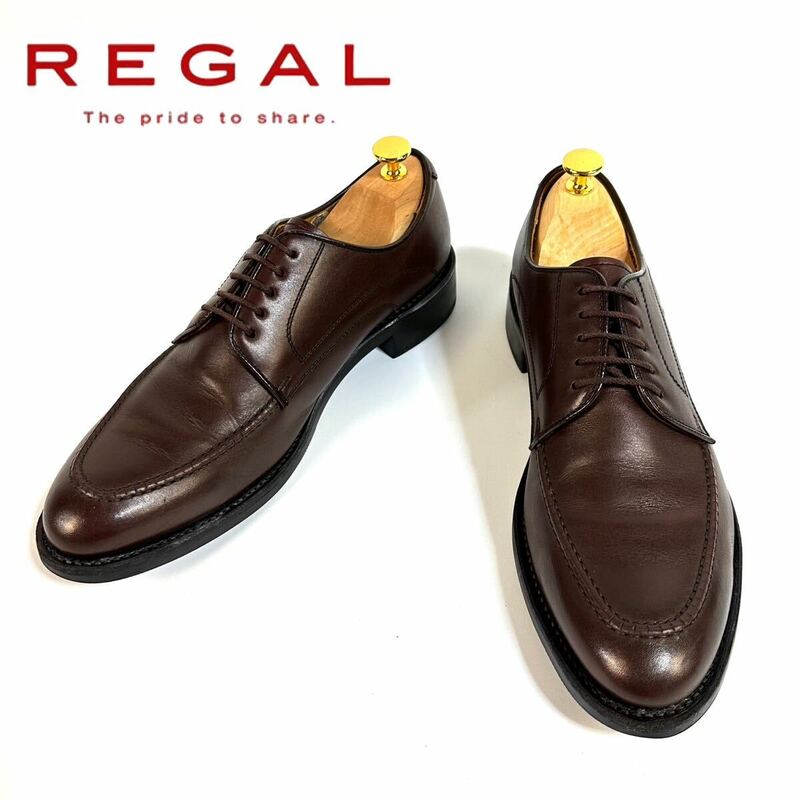 【美品】REGAL リーガル 416R Uチップ ストレートチップ 革靴 レザー シューズ ブラウン 26.5cm 日本製