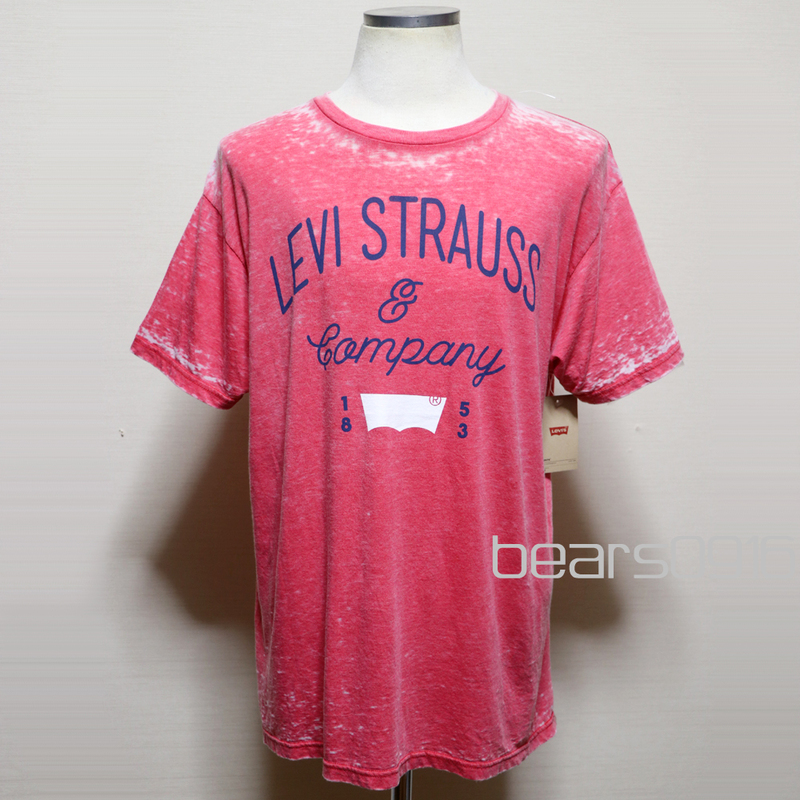 新品アメリカ購入品 LEVIS リーバイス まだら加工 クルーネックTシャツ ピンクL