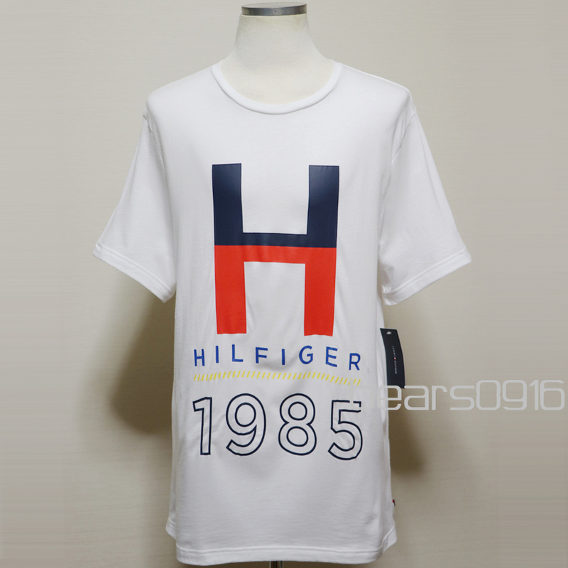 新品アメリカ購入品 TOMMY HILFIGER トミーフィルフィガー Hロゴプリント 半袖Ｔシャツ 白L